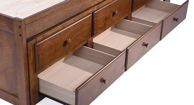 Ateneo Storage Headboard Single Bed With Trundle And Storage(Polished cherry)